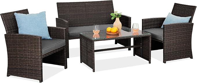 Best Choice Products 4-Piece Outdoor Wicker Patio Conversation Furniture Set by BestChoiceProducts