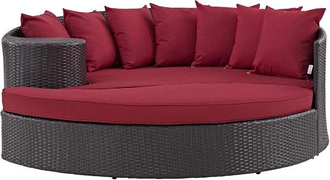 Modway Convene Wicker Rattan Outdoor Patio Poolside Sectional Sofa Daybed - Image 5