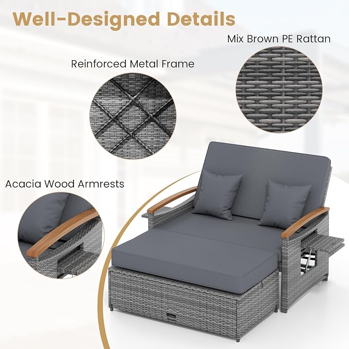 Tangkula Patio Rattan Daybed - Image 9