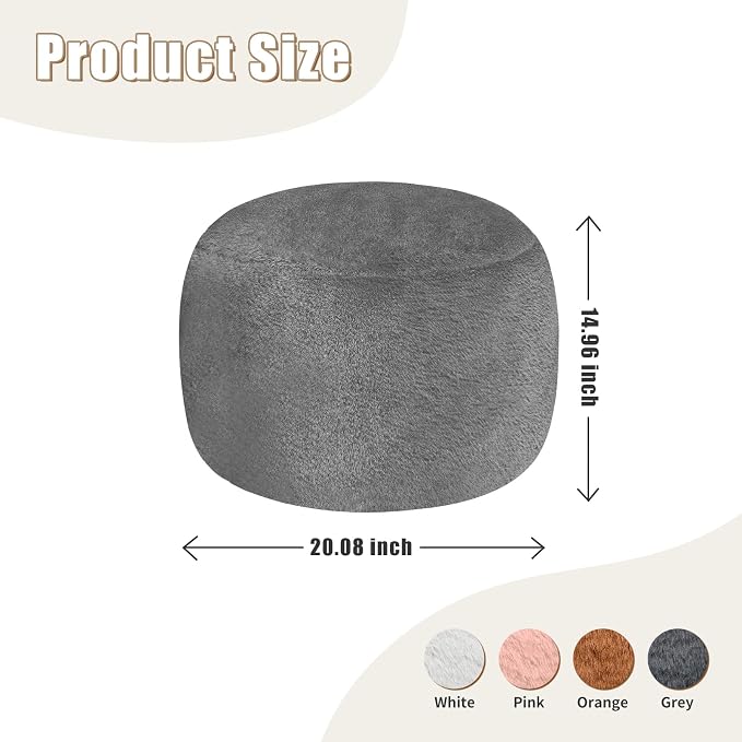 Round Stuffed Pouf Ottoman for Foot Rest, A Round Modern Foam Filled Poufs - Image 2
