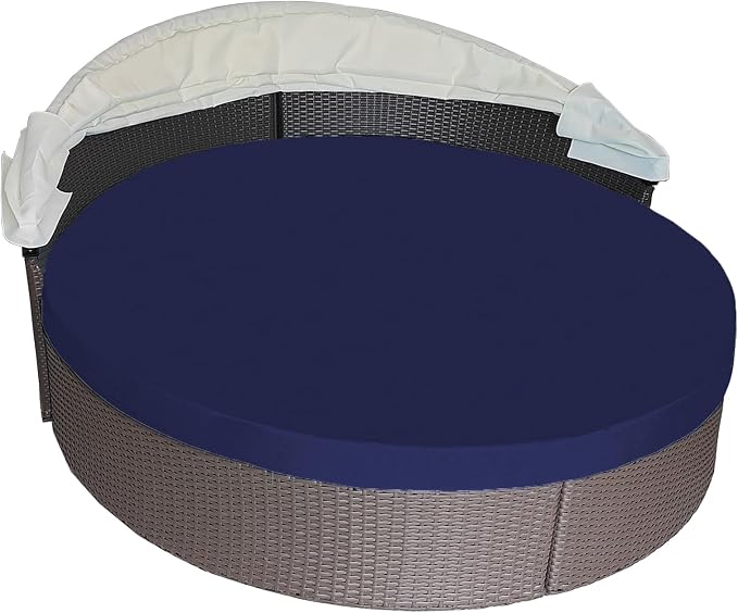 Round Outdoor Daybed Cushion Cover Replacement, Anti-UV Water-Resistant Patio by SOWINOS