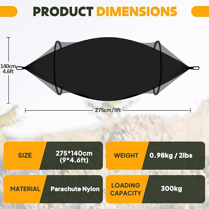 Chihee Ultra-Light Travel Camping Hammock Pop-up Net Hammock 660lbs Load - Image 3