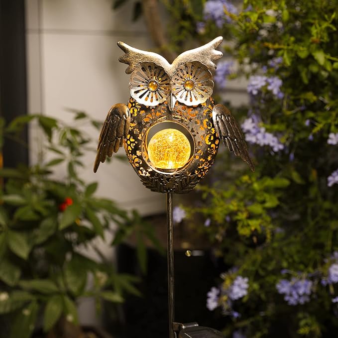 Go2garden Solar Lights Outdoor Owl Garden Gifts Mom Metal Stakes Lights - Image 5