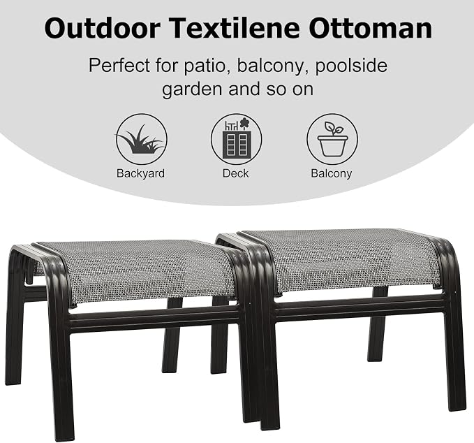Patio Ottomans Outdoor Foot Rest Aluminum Patio Footstool Samll Seat Wicker - Image 5