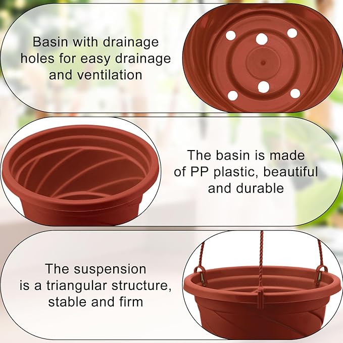 Tioncy 50 Pcs Plastic Hanging Planter Round Hanging Pot - Image 3