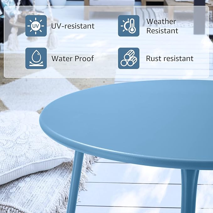 Patio Outdoor Side Table Waterproof Round Metal Steel Small Side Table Weather - Image 6