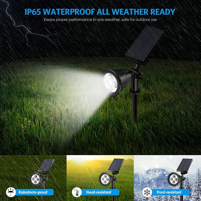 AMIR Solar Spotlights Outdoor Upgraded, Waterproof 1 Pack Security Landscape - Image 5