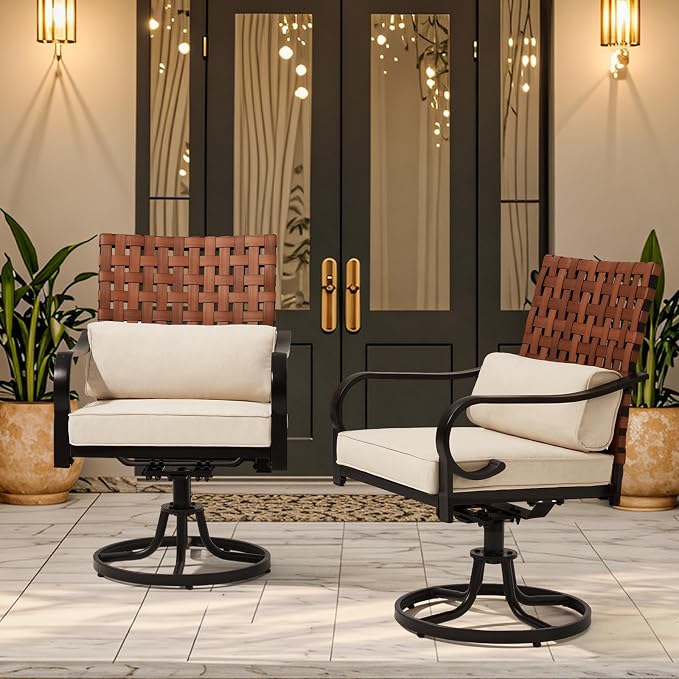 MELLCOM Patio Swivel Chair Set of 6, Outdoor Dining Chairs - Image 9