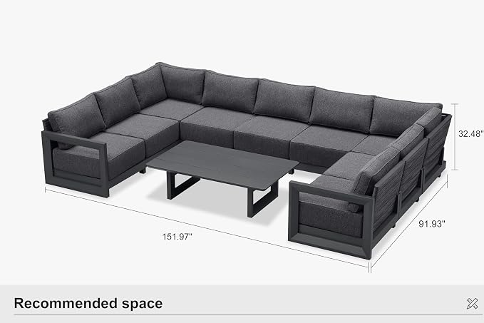 PURPLE LEAF Patio Furniture Set U-Shaped Outdoor Couch - Image 9