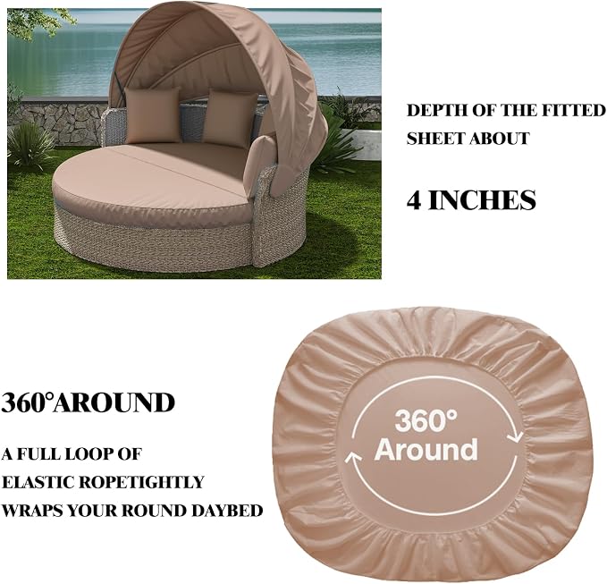 Outdoor Daybed Cushion Cover, Outdoor Waterproof and Fade-Resistant Sun Bed - Image 5