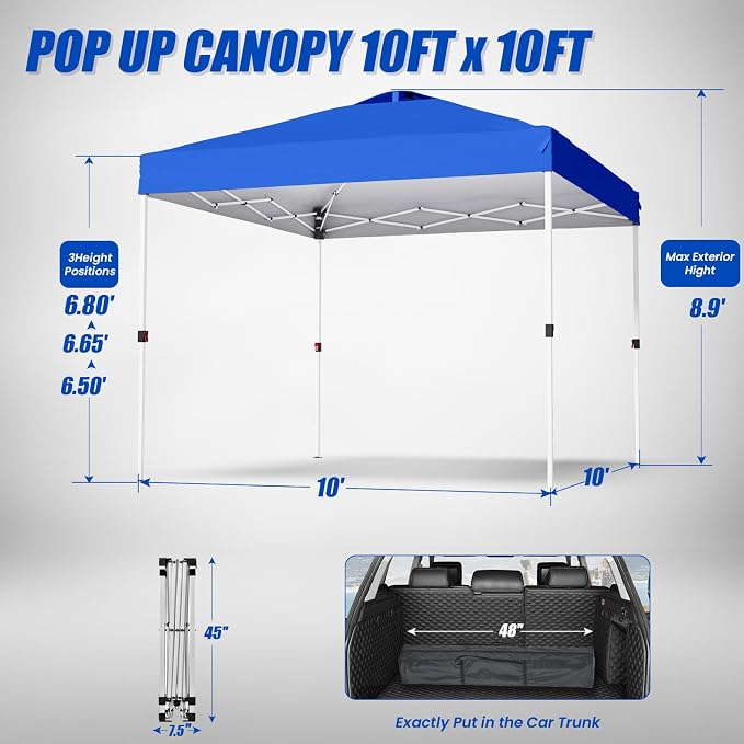 10x10 Pop Up Canopy, Heavy Duty Pop Up Tent - Image 2