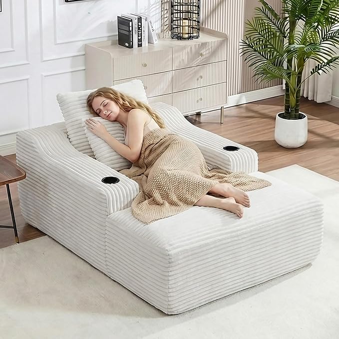 67" Oversized Chaise Lounge Chair Indoor, Soft Boneless Cloud Couch Chair by ODUWA