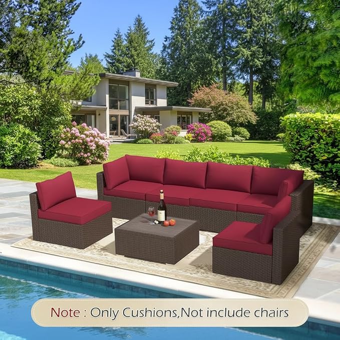 HOMREST Replacement Cushions for Outdoor Furniture, 25x25 Inch 14-Piece Patio - Image 9