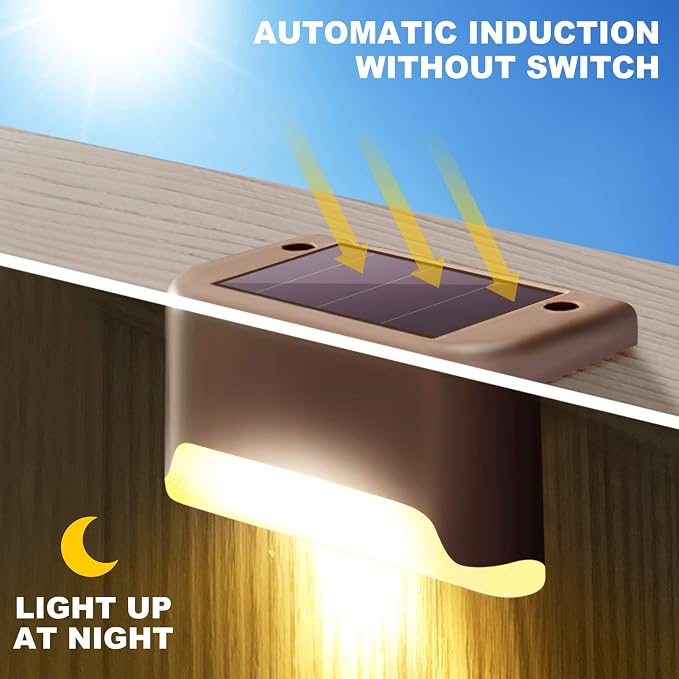 DenicMic 16 Pack Solar Deck Lights Outdoor Waterproof 4000K Warm White LED - Image 5