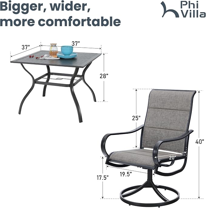 PHI VILLA 5 Piece Patio Dining Set - Image 7