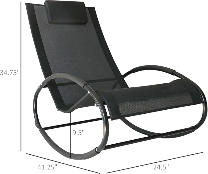 Outsunny Pool Lounger, Outdoor Rocking Lounge Chair - Image 3