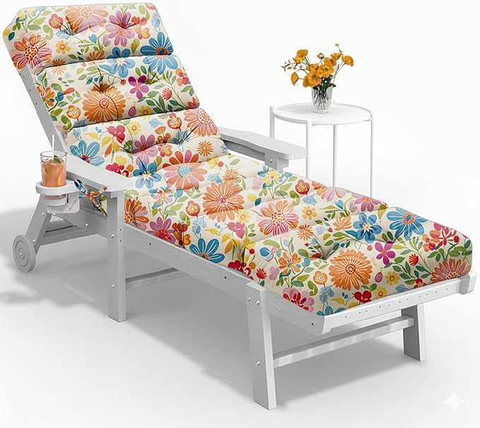 All Weather Chaise Lounge Cushions Outdoor 74.4 x 22 x 4 Inches Lounge Chair by Tycdiose