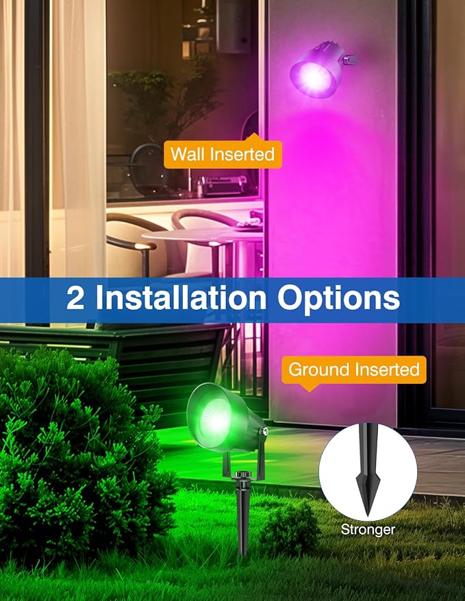 Spot Lights Outdoor, Smart RGBW LED Color Changing Landscape Lighting - Image 8