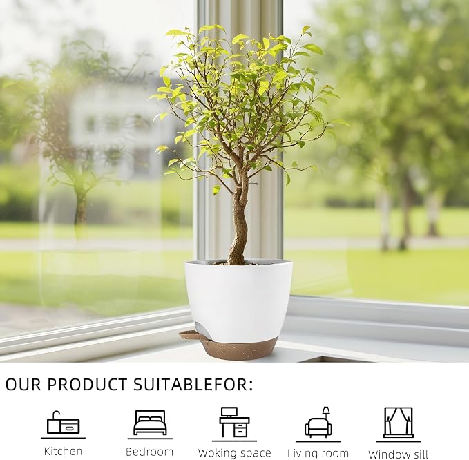 Plant Pots 8/7.5/7/6.5/6 Inch Self Watering Pots, 5 Pack Planters - Image 6