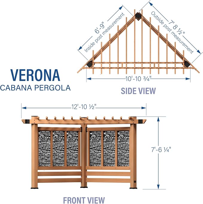 Backyard Discovery Verona 12' x 8' Cedar Wood Cabana Corner Pergola - Image 3
