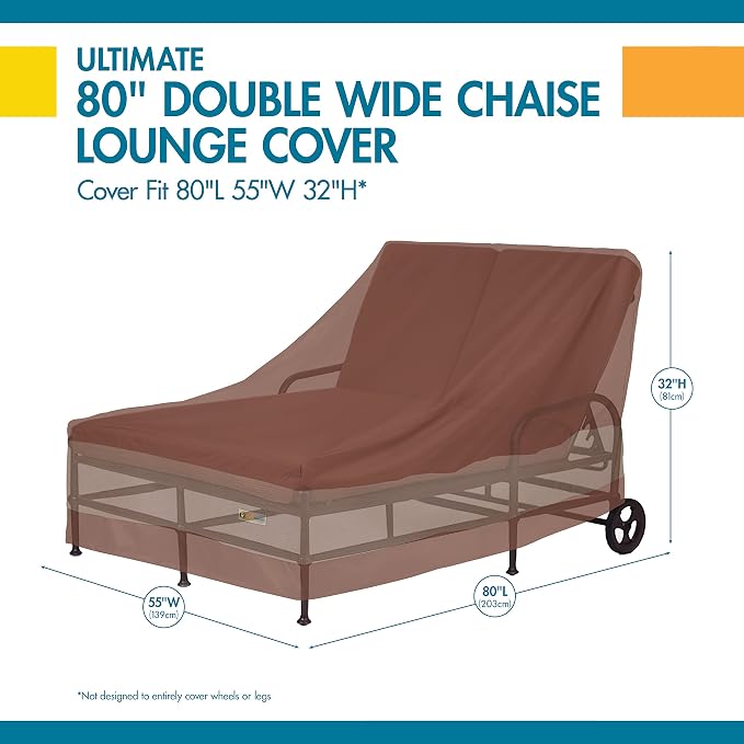 DUCKCOVERS Ultimate Waterproof 82 Inch Double Wide Patio Chaise Lounge Chair - Image 3
