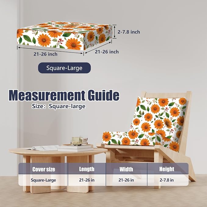 8Pcs Square Large Stretch Patio Cushion Covers, Couch & Sofa Replacement - Image 2