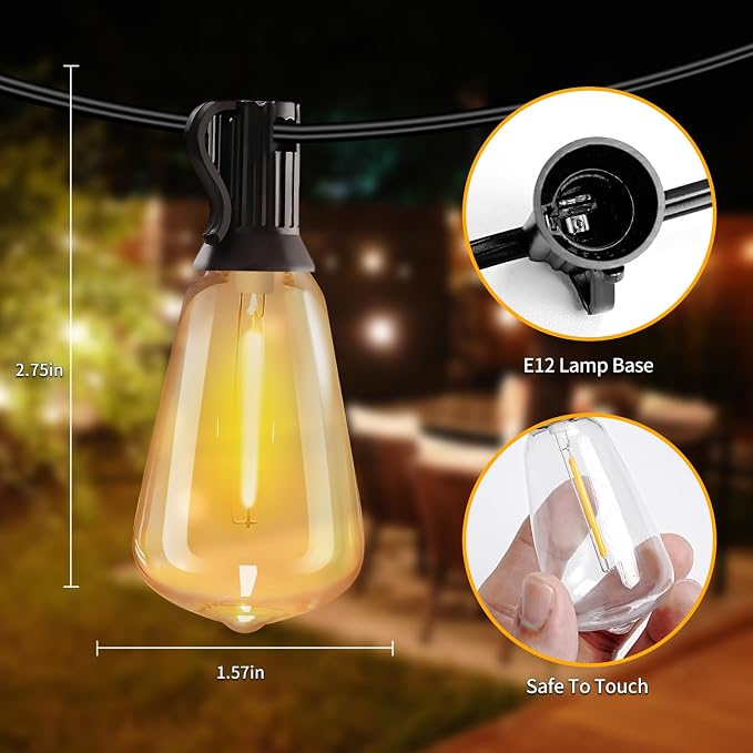 50ft Solar String Lights with Remote, 25+1 Bulbs Solar Patio Lights Outdoor - Image 7