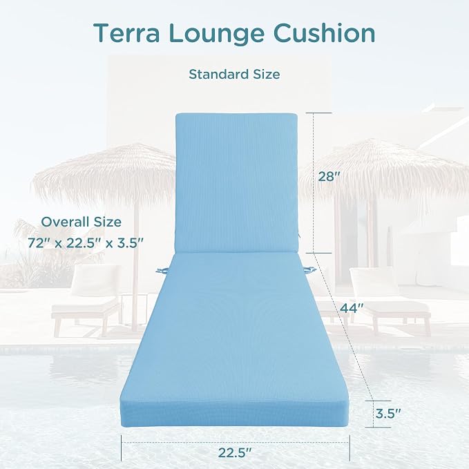 Codi Outdoor Lounge Chair Cushions, Chaise Cushion - Image 3