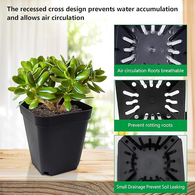 Square Nursery Pots 3.54Inches 90 Pcs Seedling Flower Post Plastic Thick Seed - Image 4