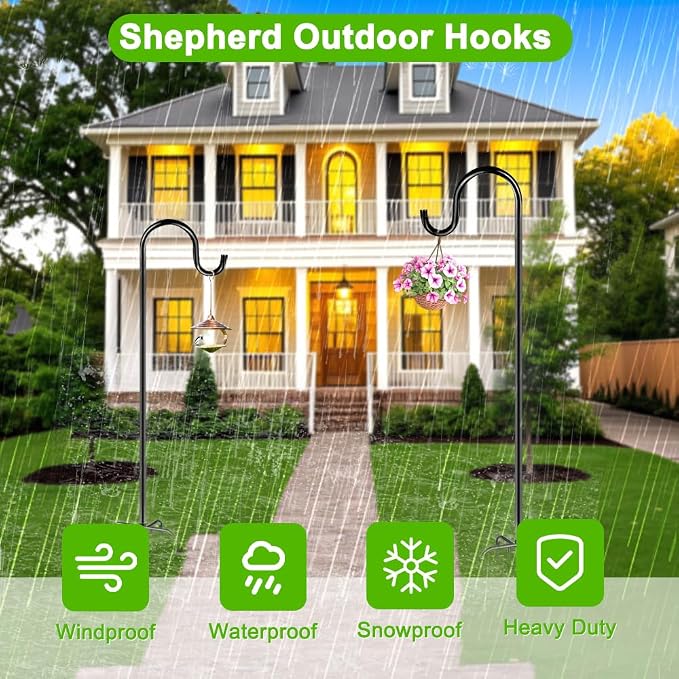 72" Shepherds Hooks for Outdoor, Heavy Duty Bird Feeder Pole - Image 7