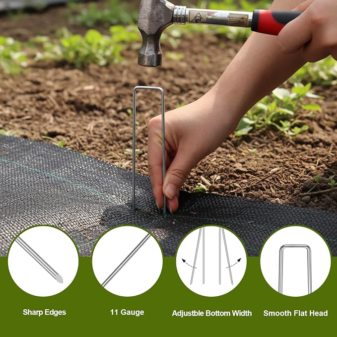 HongWay 100 Pack 6 Inch Landscape Staples, Galvanized Garden Stakes 11 Gauge - Image 4