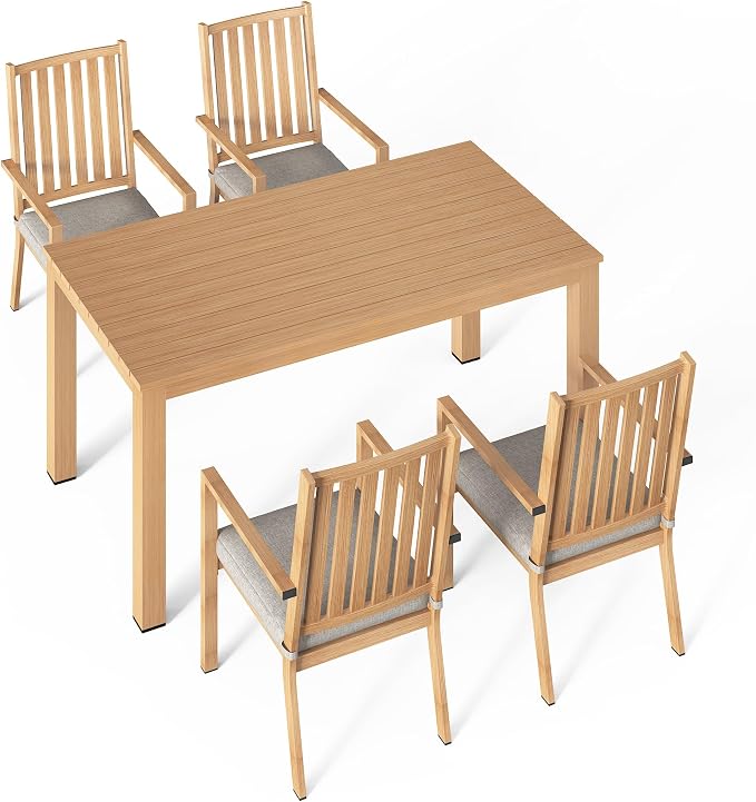 Wisteria Lane 5 Pieces Patio Table and Chairs Set, Aluminum Outdoor Dining Table by WisteriaLane