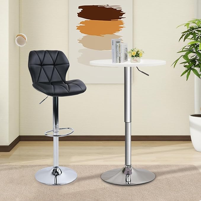 CLATINA Round Bar Pub Tables Set of 2, 360° Swivel High Top Cocktail Table - Image 9