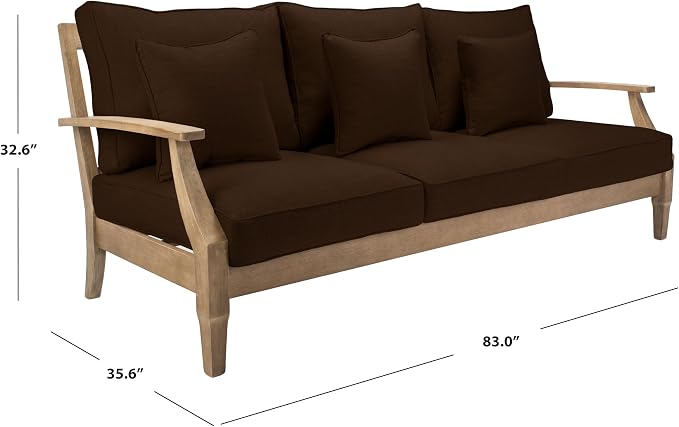 SAFAVIEH Couture Outdoor Collection Martinique Natural/Dark Brown Cushion Solid - Image 3