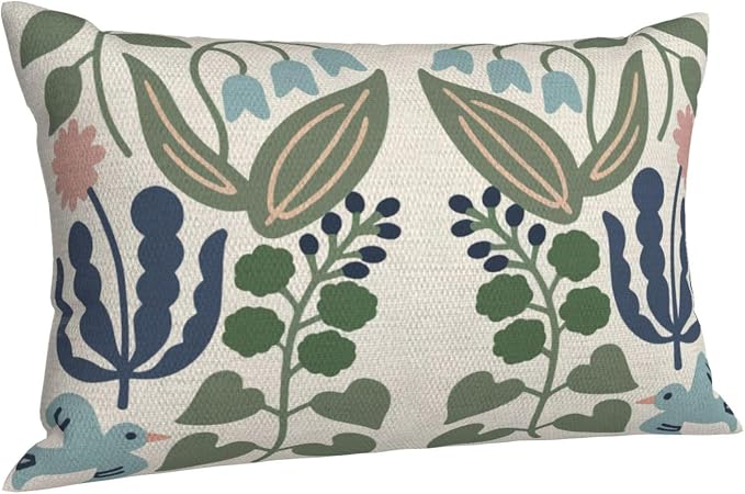 Navy Blue Boho Pillow Covers 12x20 Inch 2 Pcs Sage Green Floral Decor Throw - Image 7