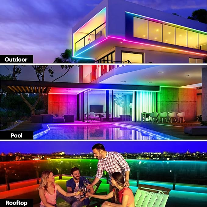 16.4FT Outdoor LED Strip Light Waterproof, IP68 Outside RGB+IC Light Strip - Image 5