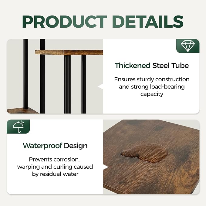 Bamworld Large Plant Stand Indoor 7 Tier Tall Metal Plant Shelf - Image 6