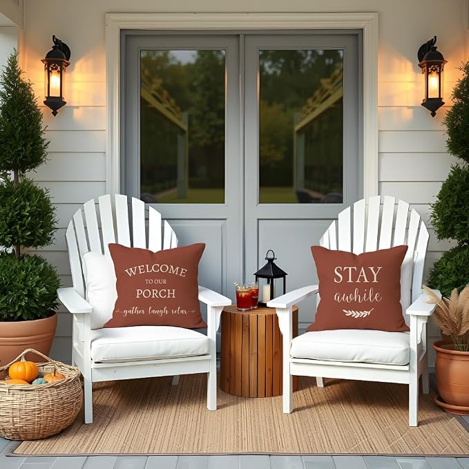 PANDICORN Welcome to Our Porch Stay Awhile Outdoor Decorative Throw Pillow - Image 3