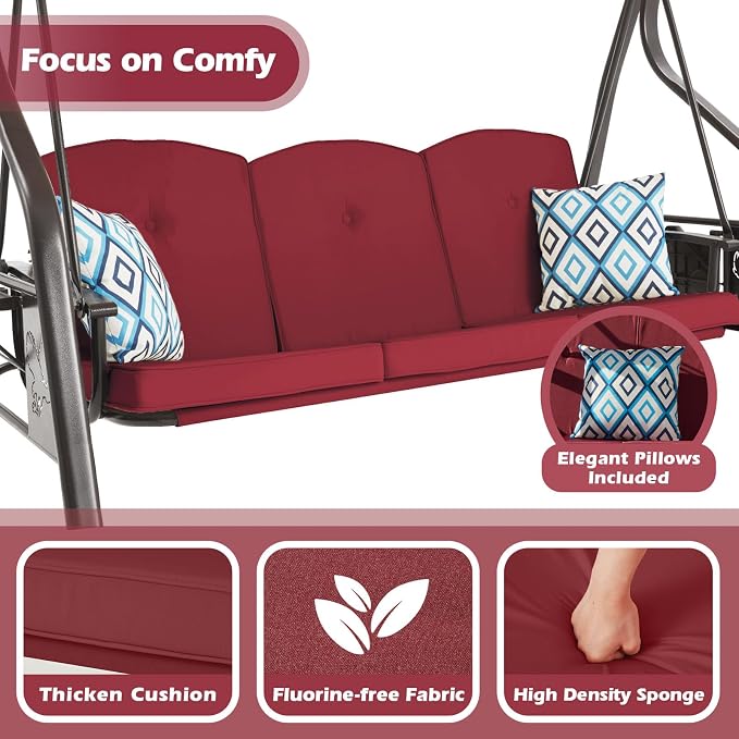 3-Seat Outdoor Porch Swing - Image 4