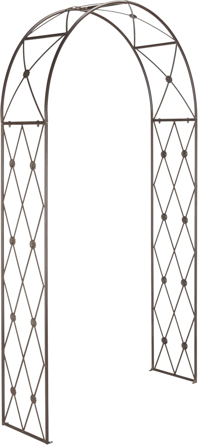 SAFAVIEH Outdoor Collection Atticus Rustic Brown Wrought Iron Lattice Arch - Image 2