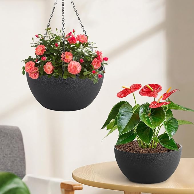 13 inch Hanging Planters for Indoor Plants, 2 Pack Planters for Outdoor Plants - Image 5