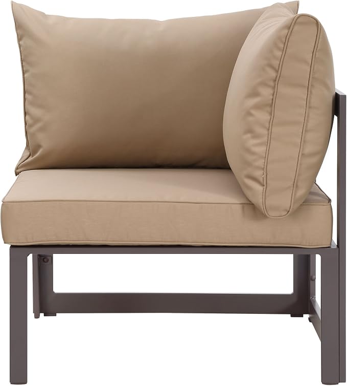 Modway Fortuna Aluminum Outdoor Patio Corner Chair in Brown Mocha - Image 2