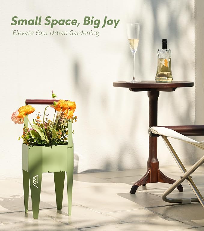 Planter with Stand, Metal 2 in 1 Portable Planter with Grow Bags & Handle - Image 9