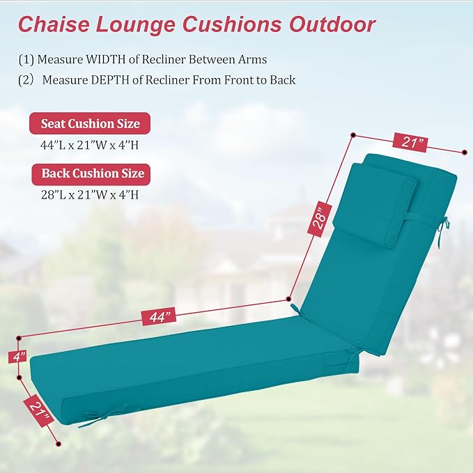 Chaise Lounge Cushions Outdoor 72x21x4 Inch, Patio Lounger Chair Cushion - Image 2