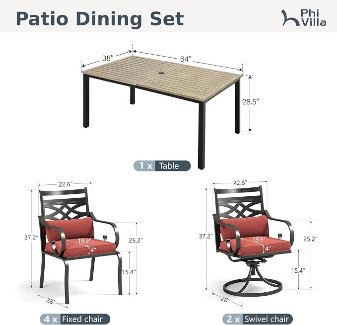 PHI VILLA 7 Pieces Outdoor Dining Set - Image 9