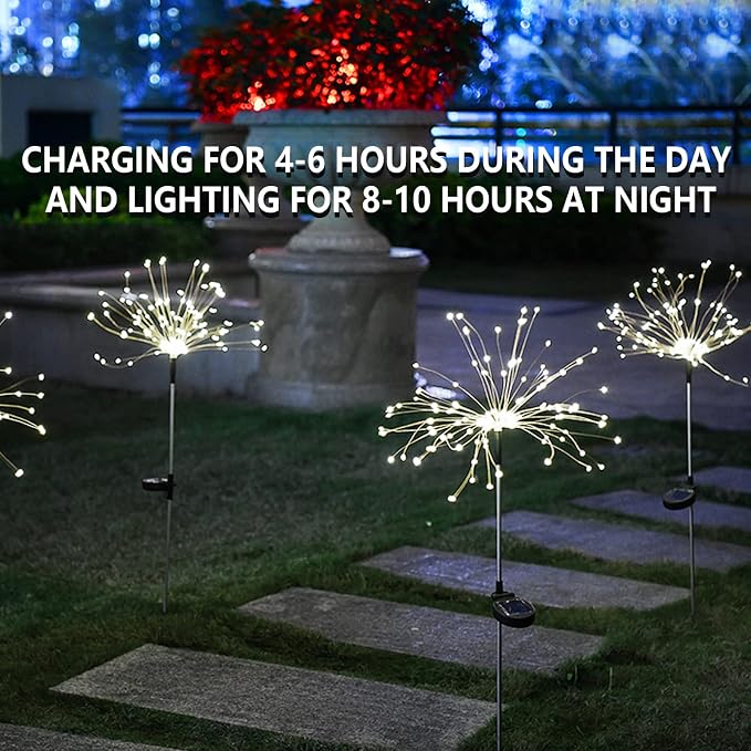 2 PCS Solar Firework Light, Outdoor Solar Garden Decorative Lights 120 LED - Image 6