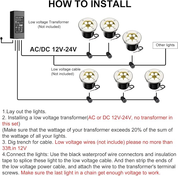 JESLED Outdoor Landscape Lights, 6W LED In Ground Well Lights, 12V 24V 3000K - Image 7