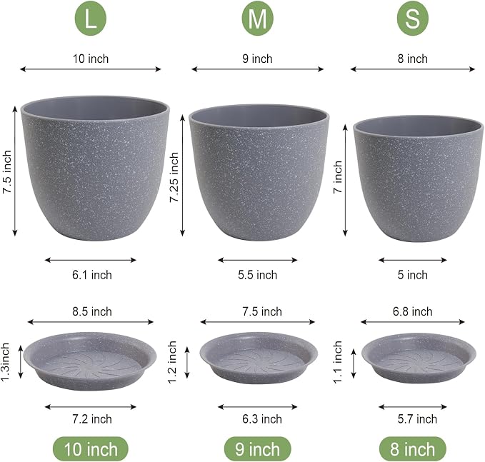 10/9/8 inch Plant Pots, Flower Pots - Image 3