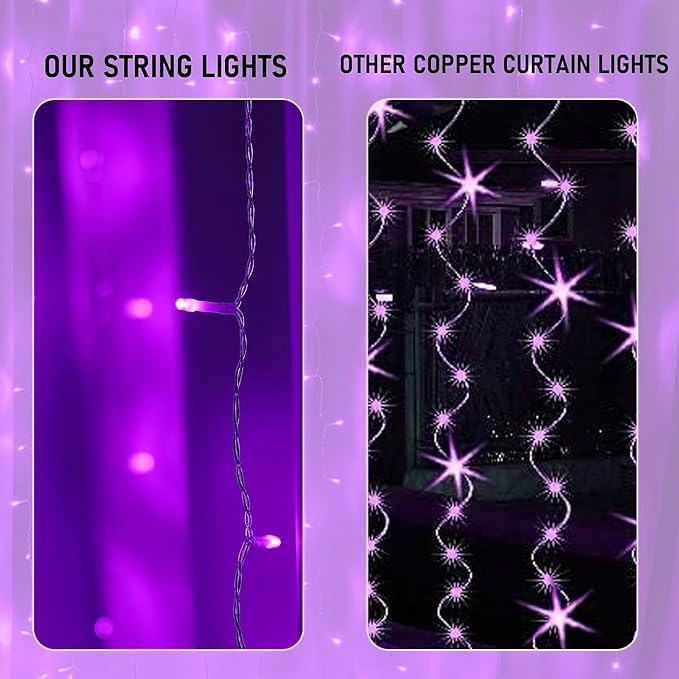 Dazzle Bright 300 LED Christmas Curtain String Lights, Halloween Fairy Lights - Image 3