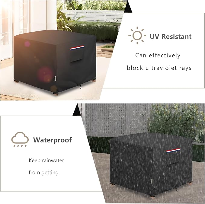 Patio Ottoman Cover Waterproof Heavy Duty Square Outdoor Ottoman Covers - Image 6